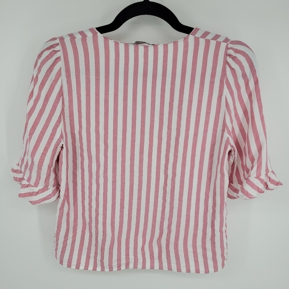 Zara trf collection Womens Striped Ruffled Detail Button Up Blouse Size M - Picture 5 of 12